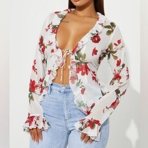 Fashion Nova | NWT Hibiscus Dream Top White Combo Small